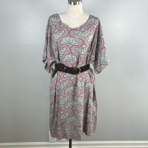 Novica Ginko Leaf Floral Batik Shift dress with pockets size large/extra large